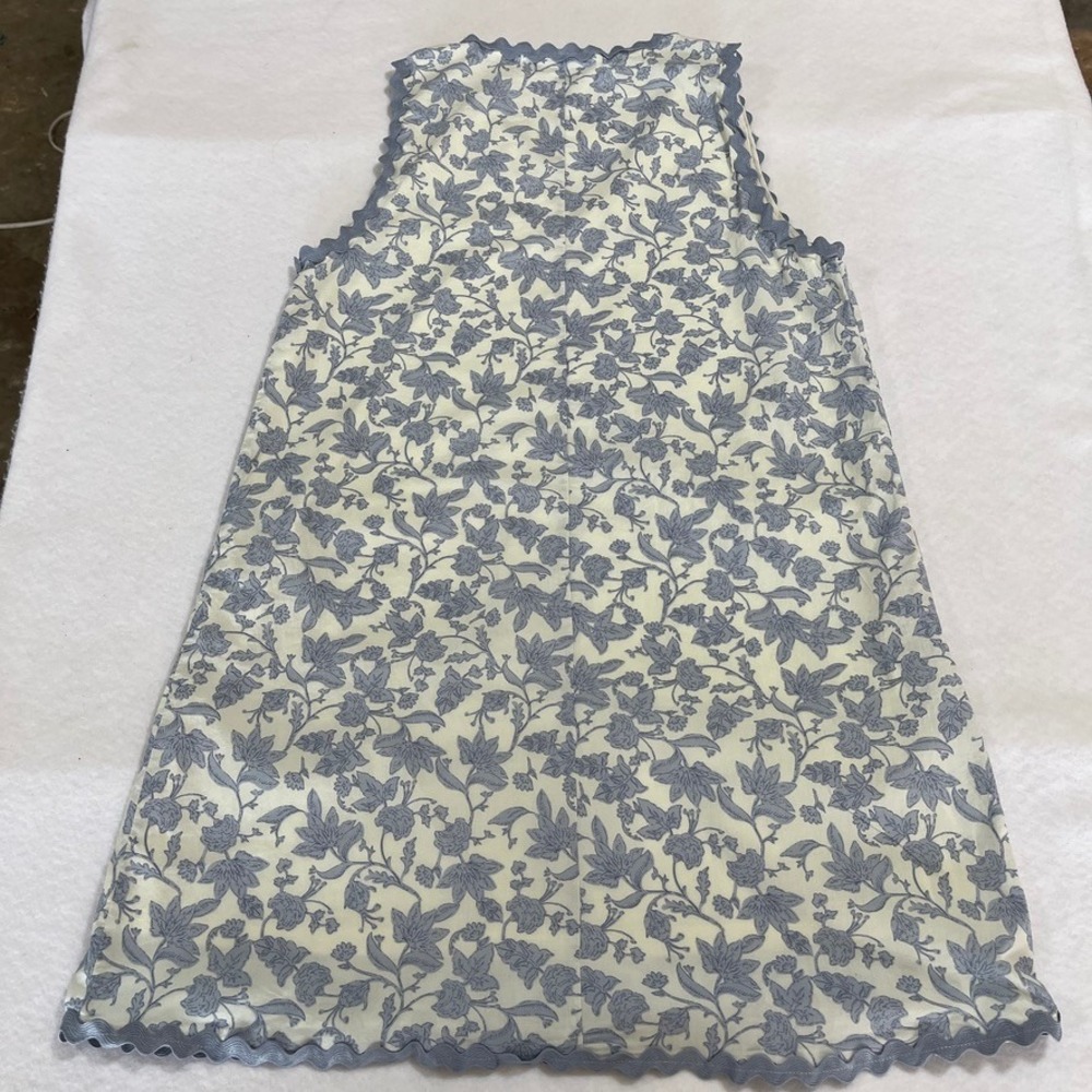 Hudson Gray Blue Floral Rickrack Trim100% Cotton Sleeveless Shift Dress S Summer - Picture 6 of 7